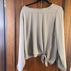 Grey side tie blouse